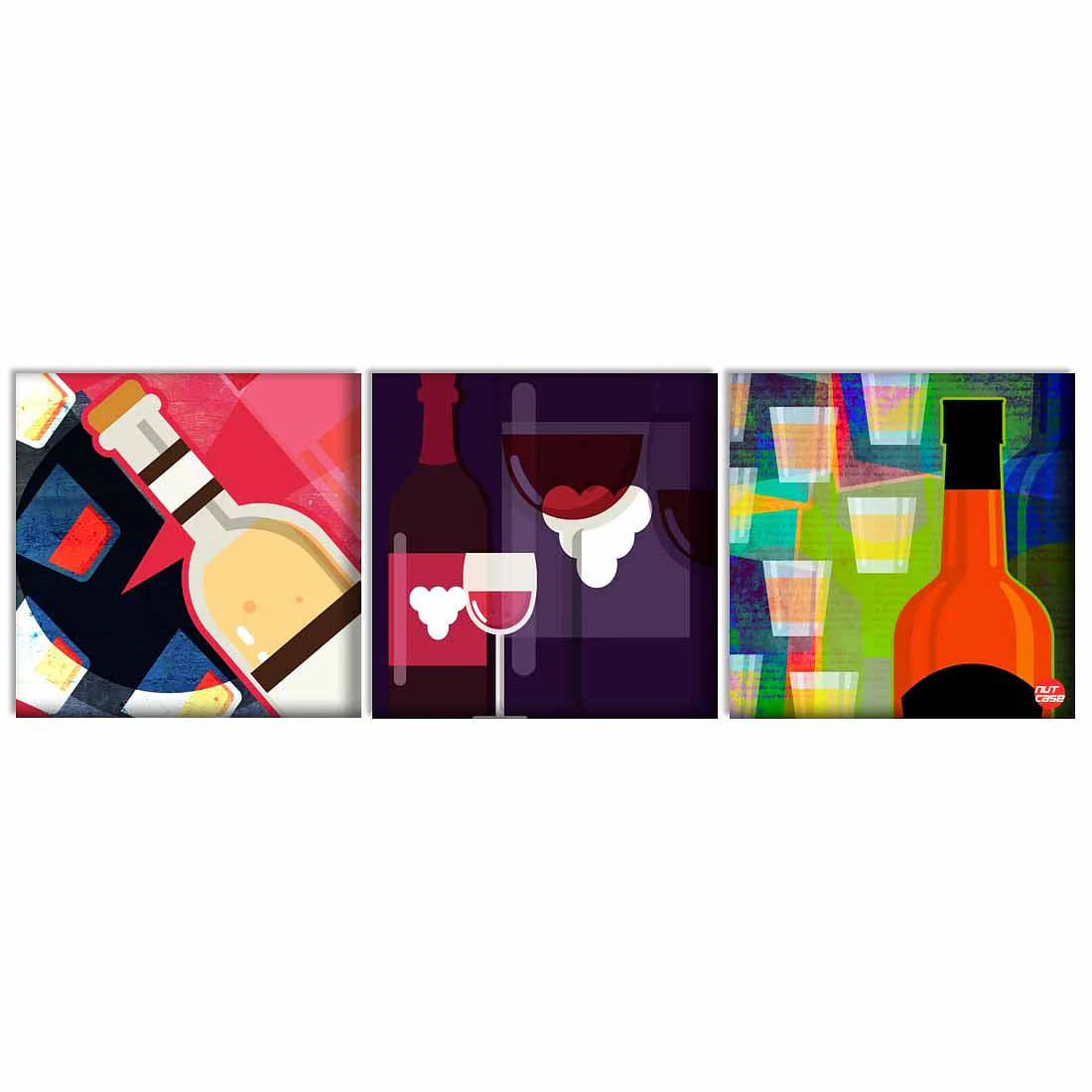 Wall Art Decor Hanging Panels Set Of 3 -Wine Bottle - Image 2