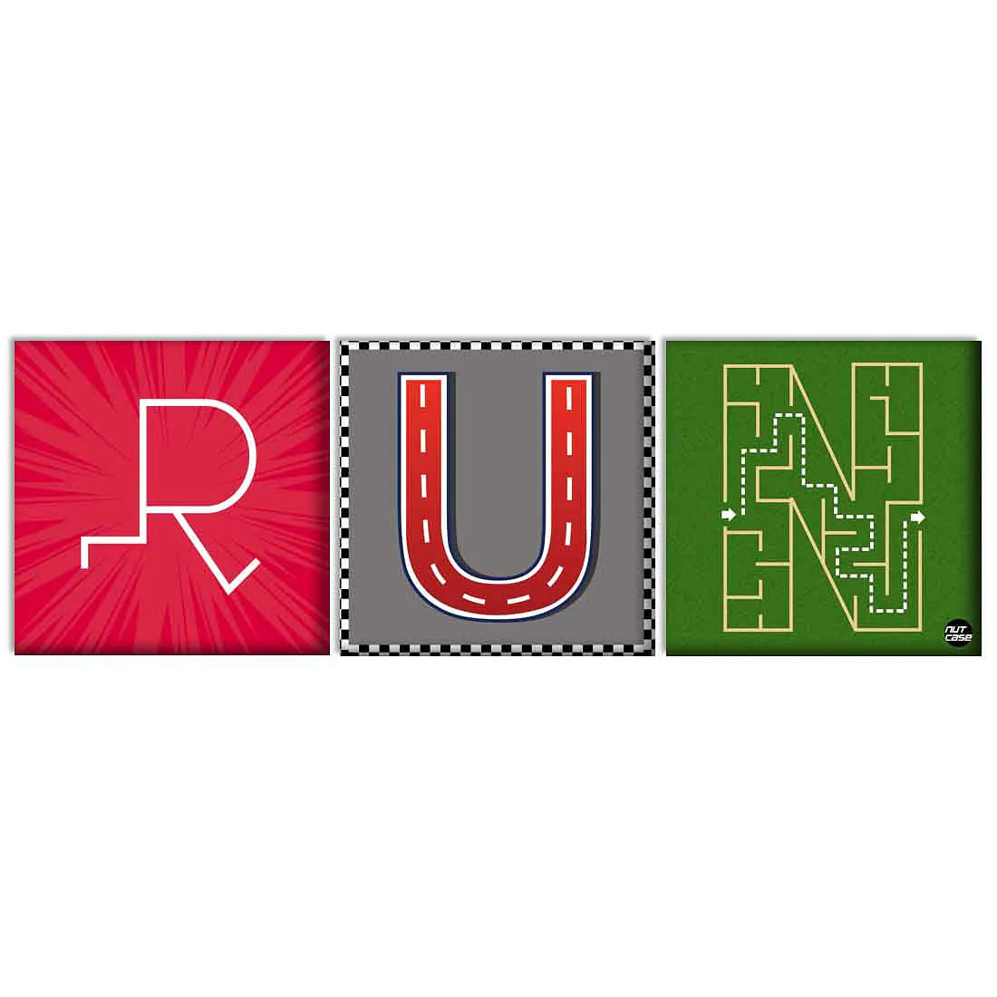 Wall Art Decor Hanging Panels Set Of 3 -RUN With Play Ground