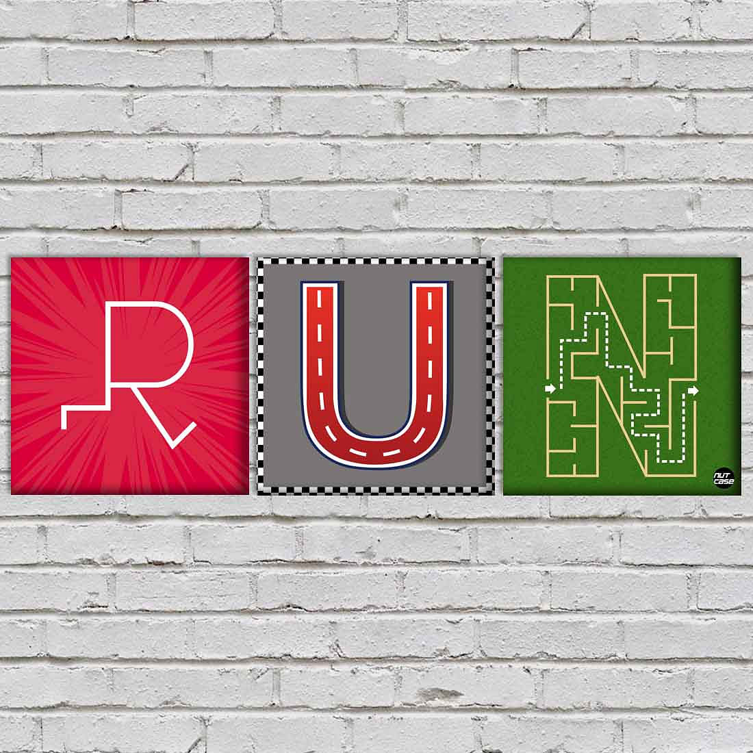 Wall Art Decor Hanging Panels Set Of 3 -RUN With Play Ground - Image 2