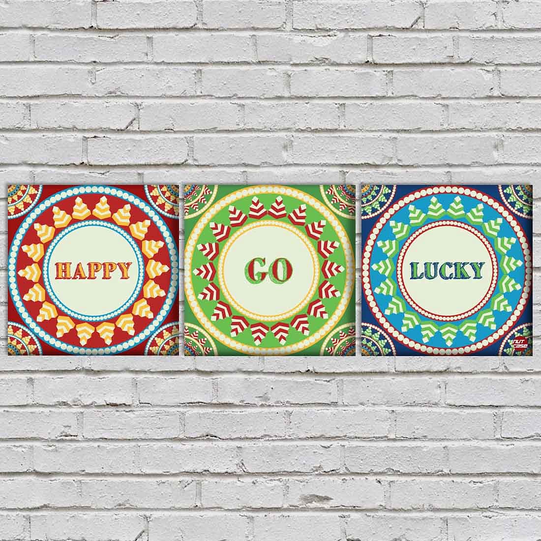 Wall Art Decor Hanging Panels Set Of 3 -Happy Go Lucky - Image 2
