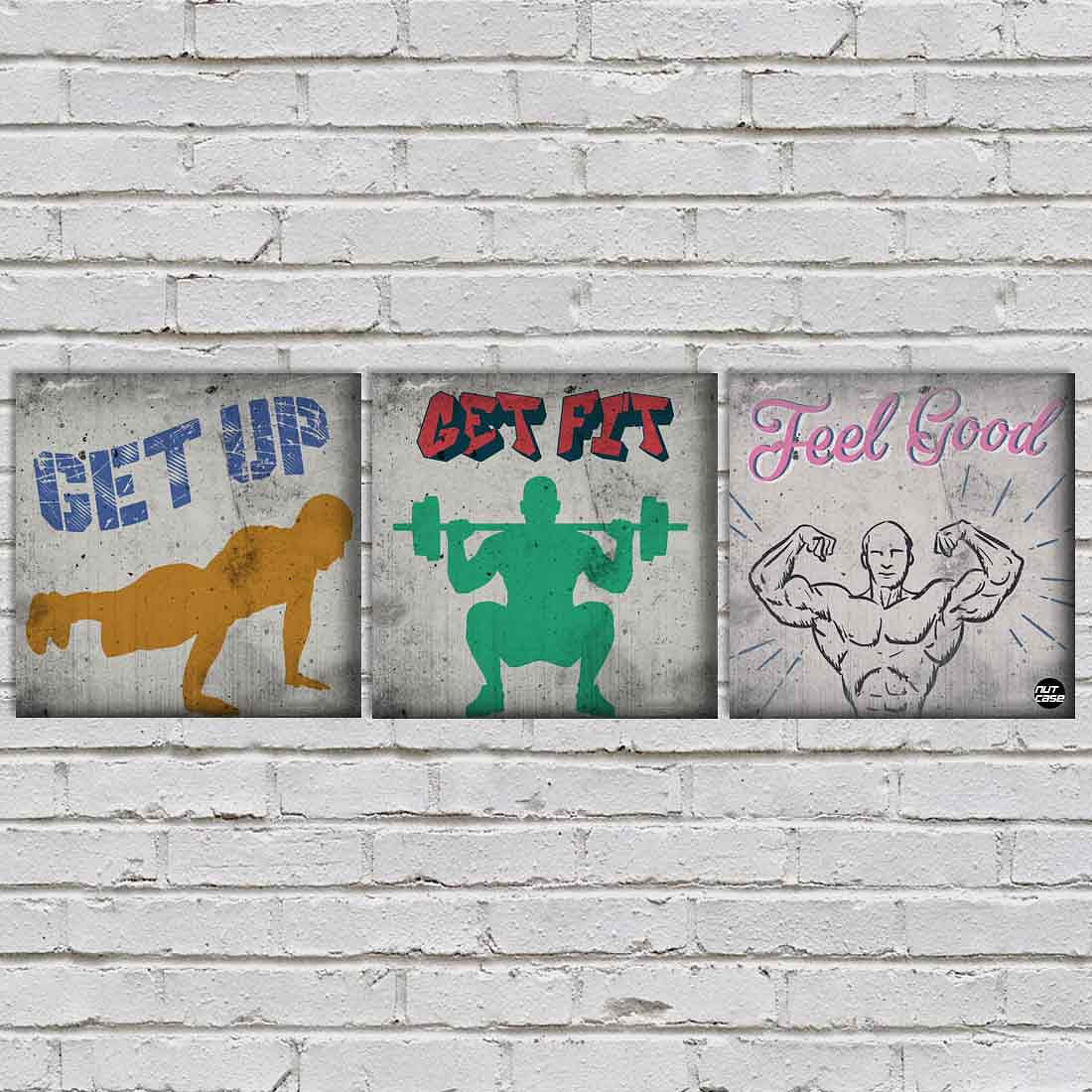 Wall Art Decor Hanging Panels Set Of 3 -Get Fit - Image 2