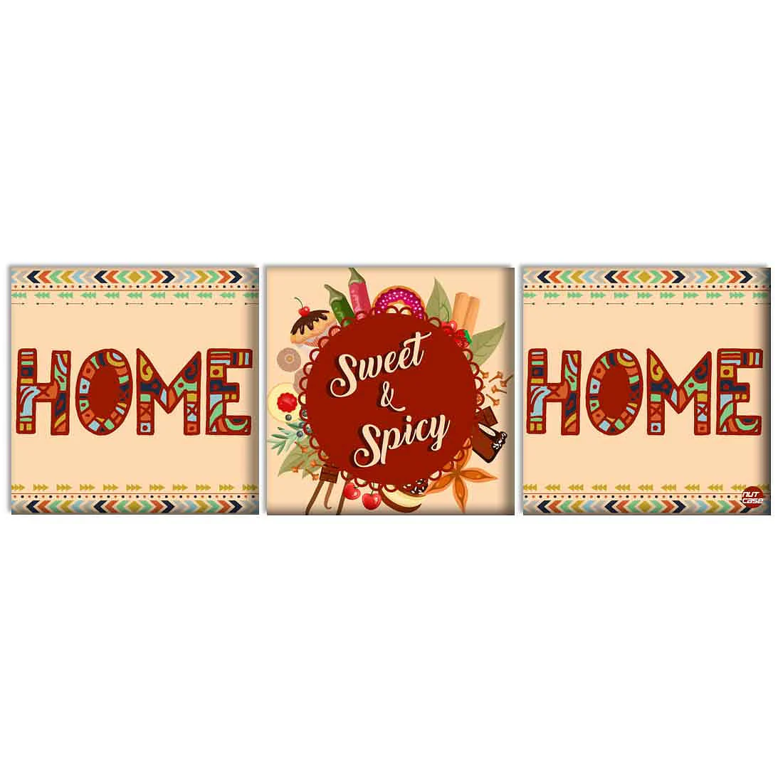Wall Art Decor Hanging Panels Set Of 3 -Home Sweet And Spicy Home
