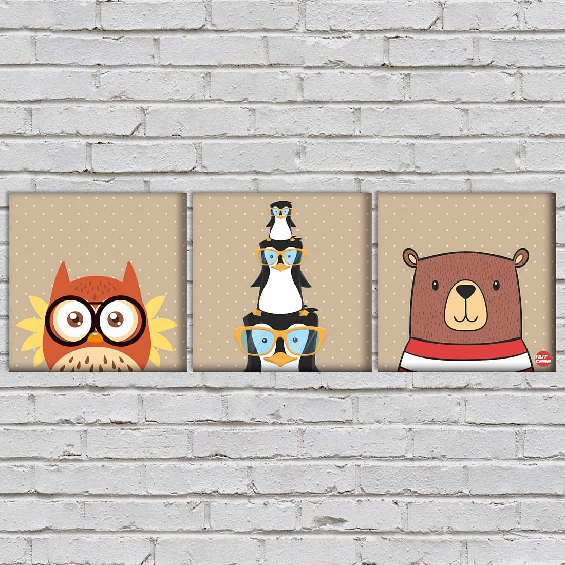 Wall Art Decor Hanging Panels Set Of 3 -Cute Owls