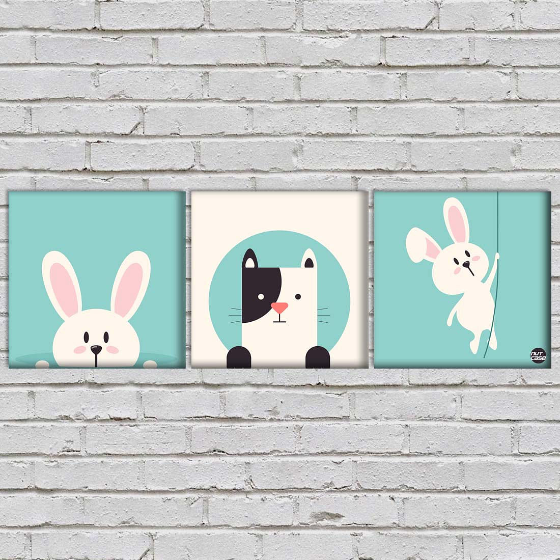 Wall Art Decor Hanging Panels Set Of 3 -Cute Rabit