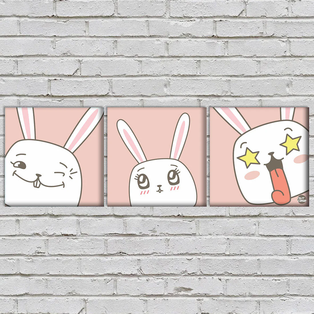 Wall Hanging Decor for Living Room & Bedroom Set Of 3 - Rabit Face