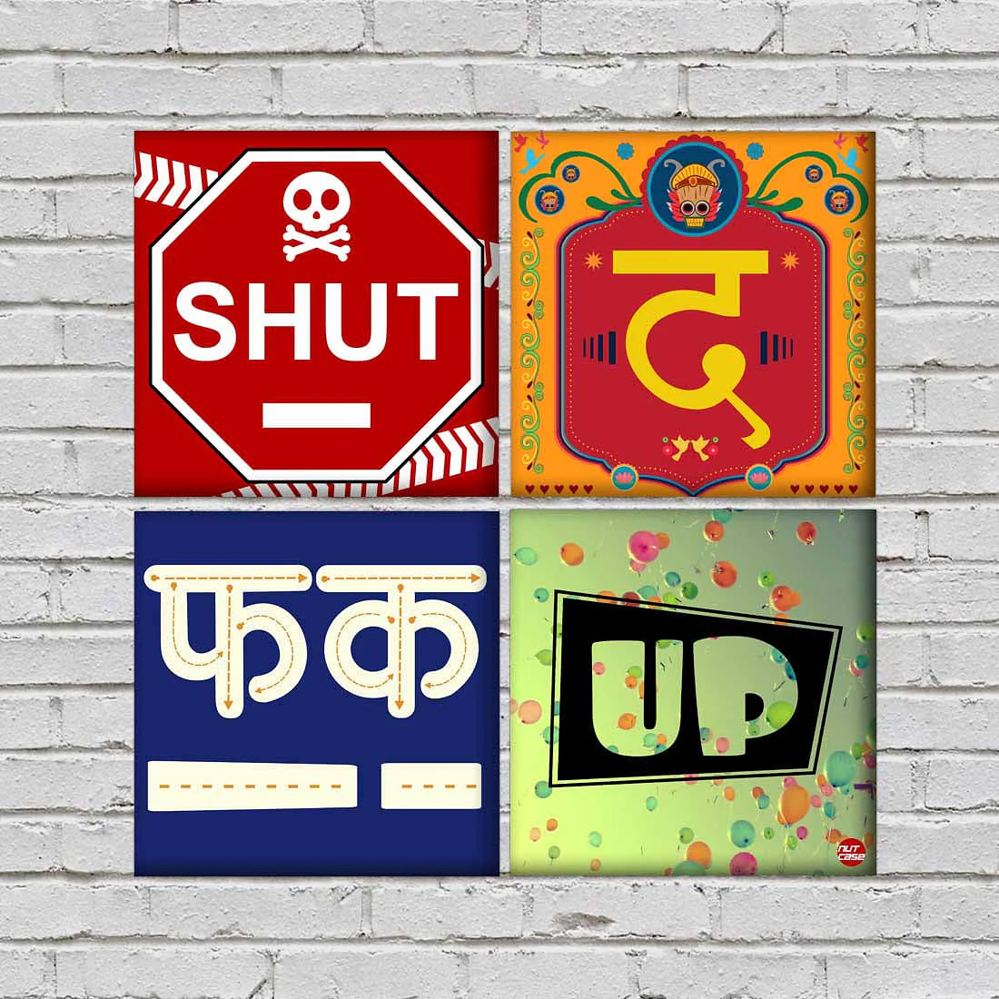 Wall Art Decor For Home Set Of 4 -Shut Up - Image 2