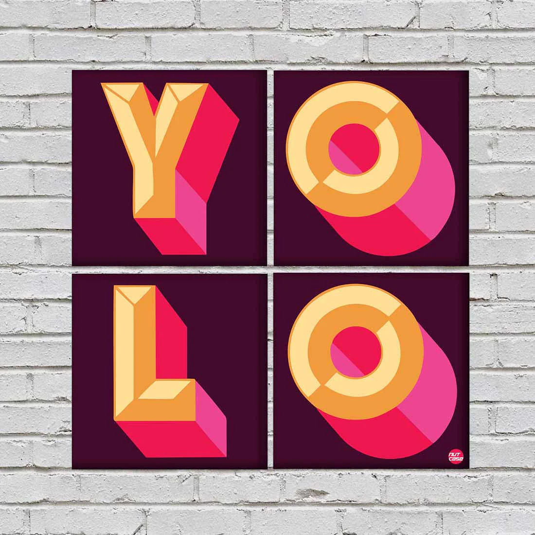 Wall Art Decor For Home Set Of 4 -YOLO - Image 2