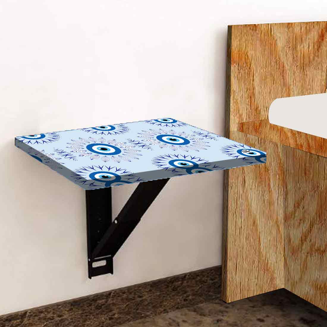 Fold Down Wall Hung Bedside Table with Desk for Laptop - Evil Eye Protector - Image 2