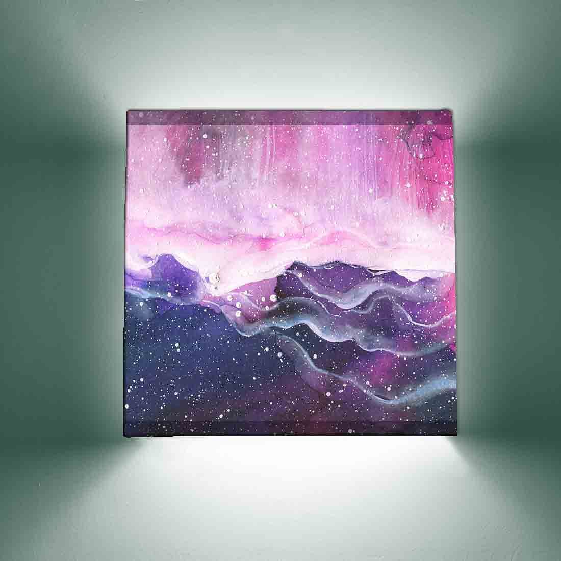 Pink Square Wall Lamp - Mountain Watercolor