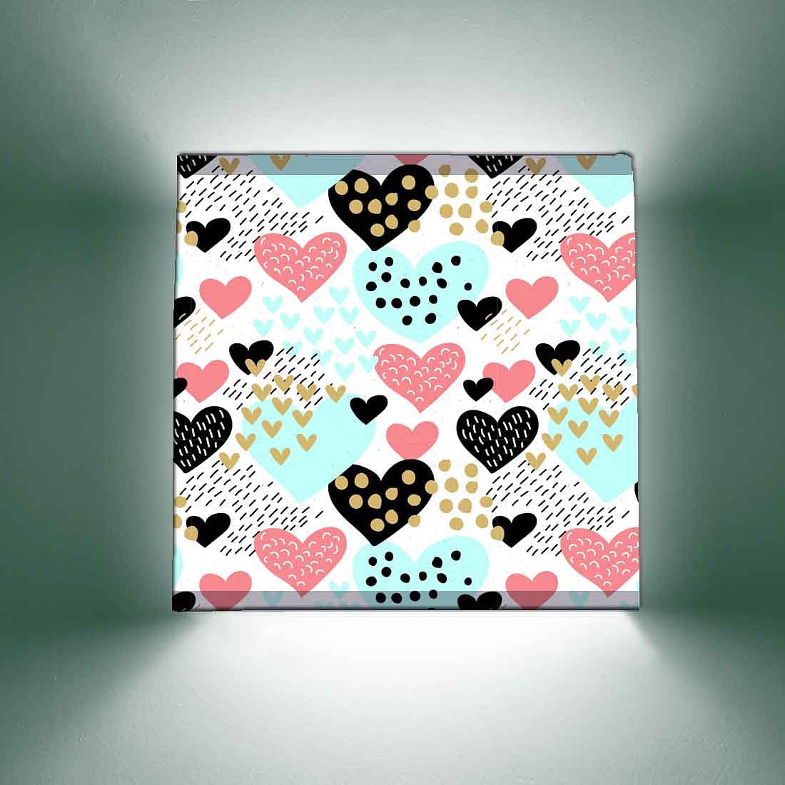 Antique Square Wall Lamp - Black Dotted Heart
