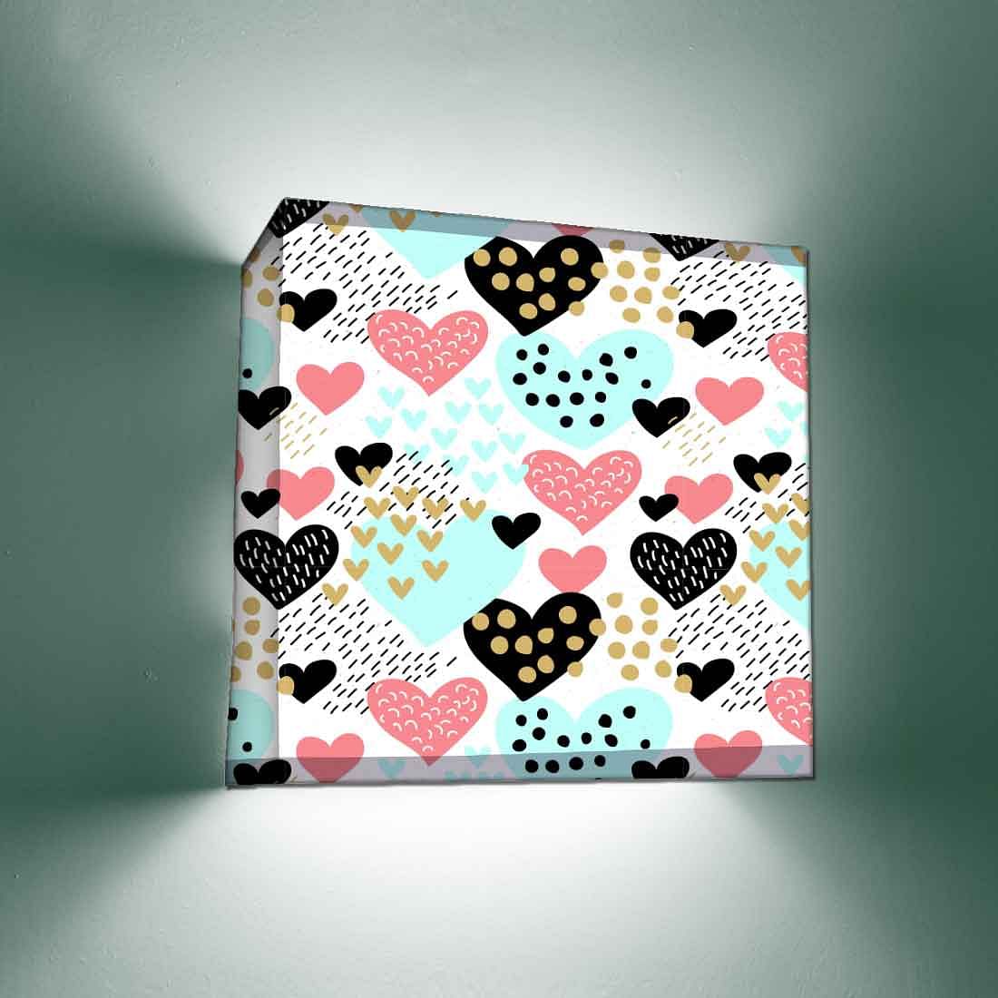 Antique Square Wall Lamp - Black Dotted Heart - Image 2