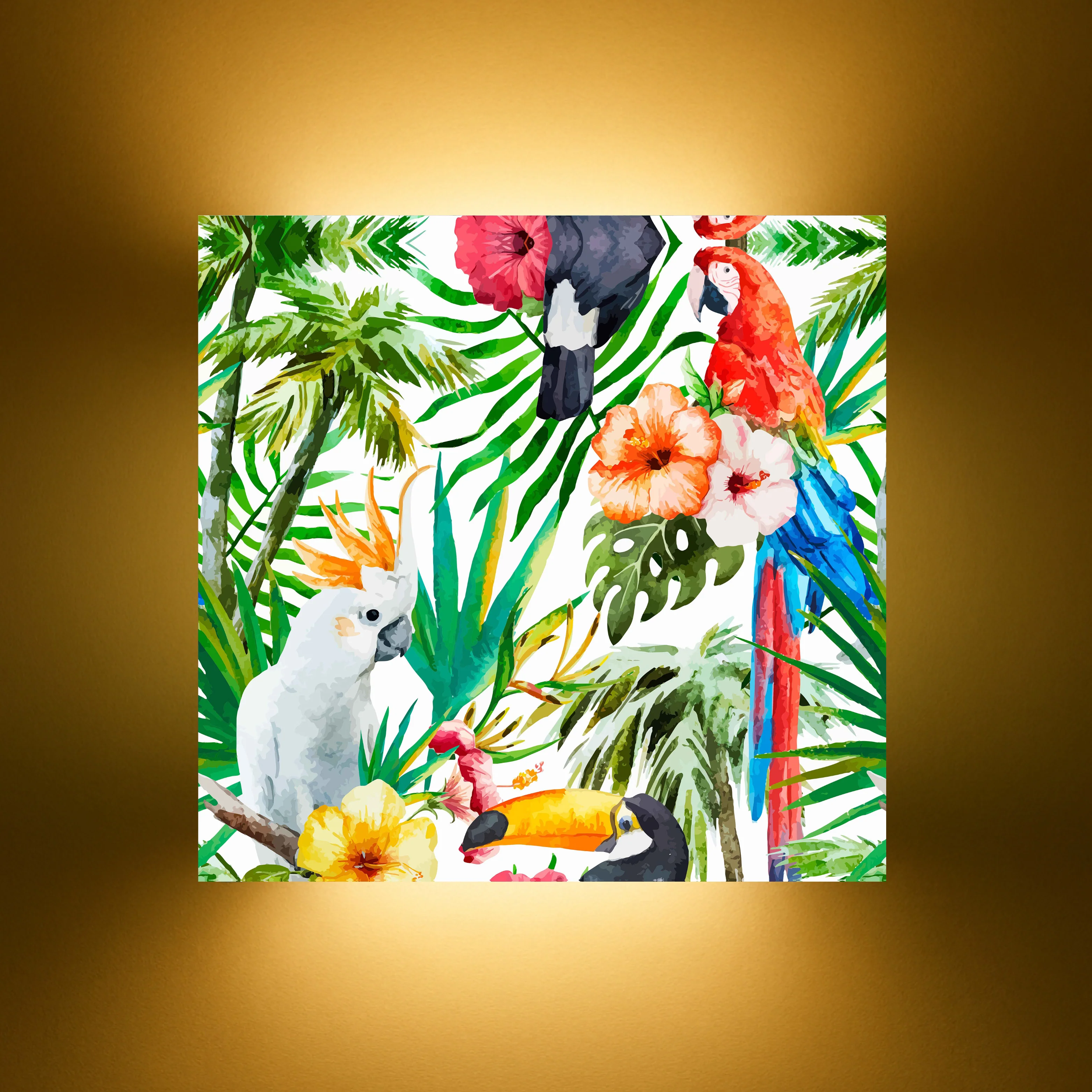 Kids Room Wall Lamp - White & Red Parrot