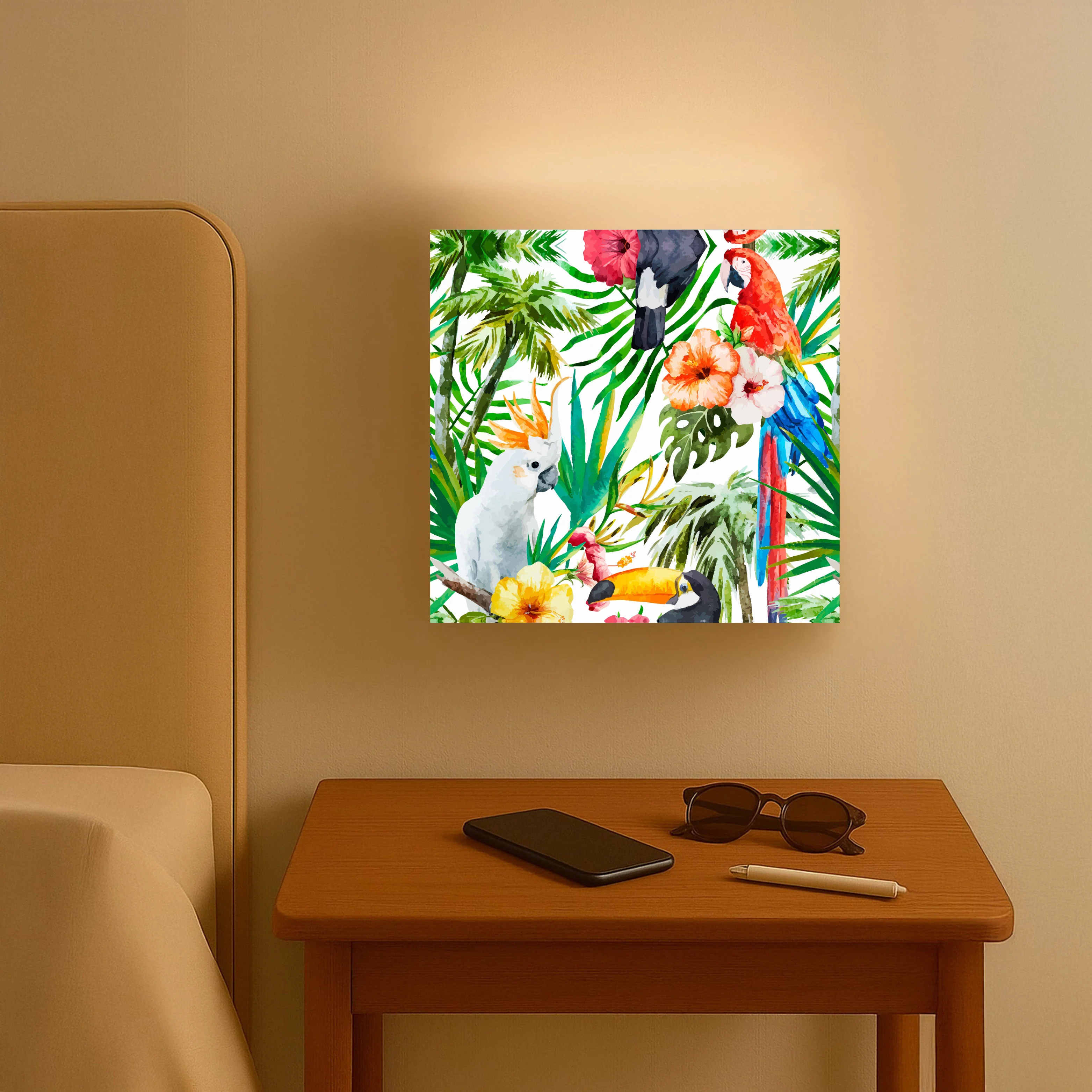 Kids Room Wall Lamp - White & Red Parrot - Image 2