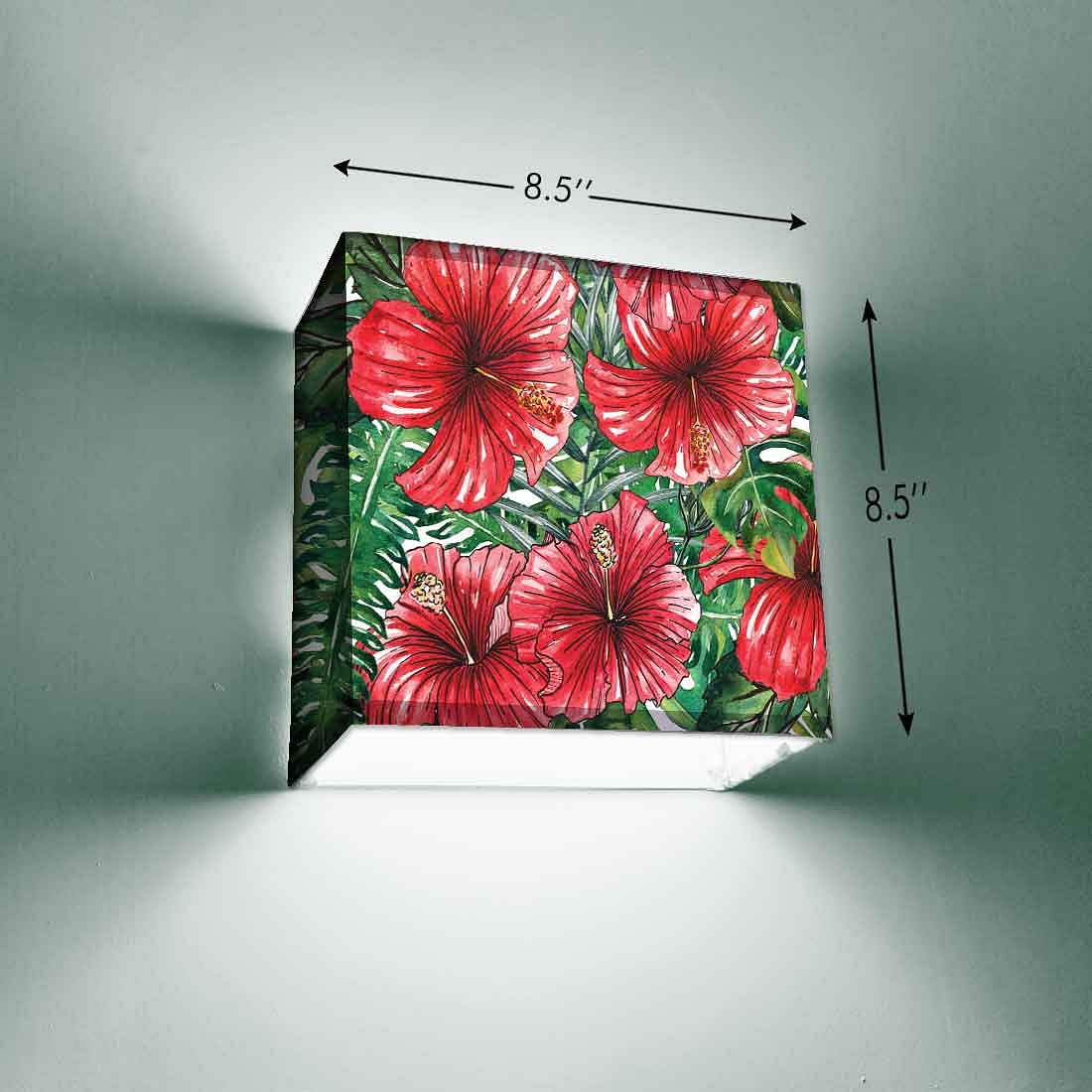 Floral Square Wall Lamp - Red Hibiscus - Image 3