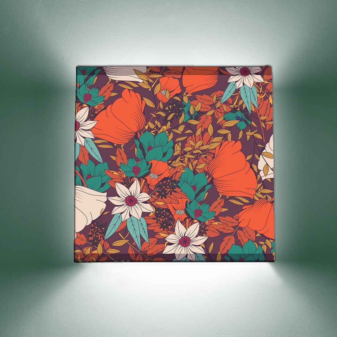 Elegant Square Wall Lamp - Red Flower