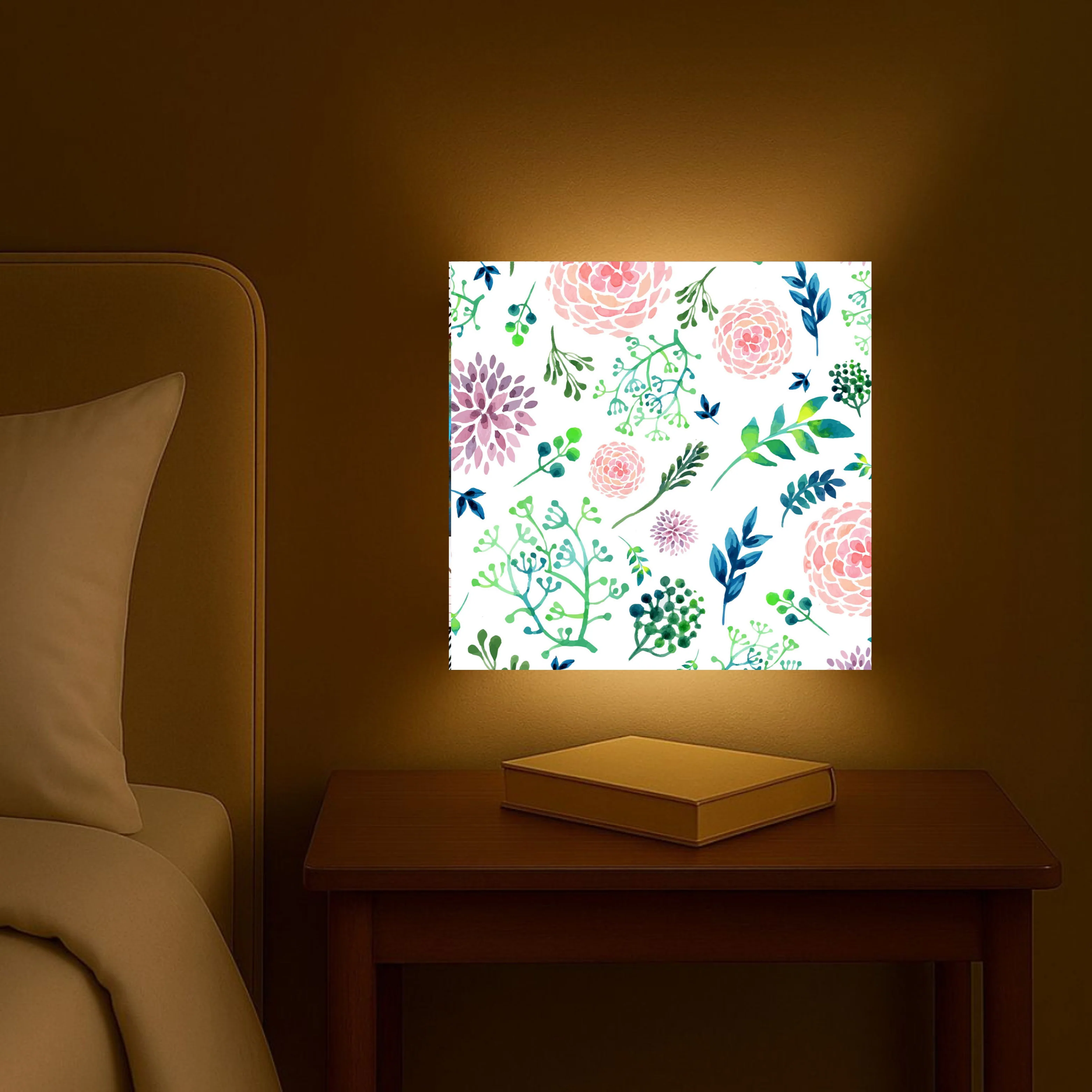 White Best Square Wall Lamp Light - Cute Flowers - Image 3