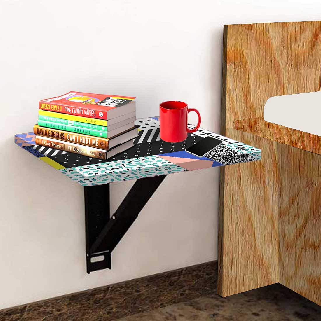 Fold Down Side Table Wall Mounted - Line Pattern - Image 3