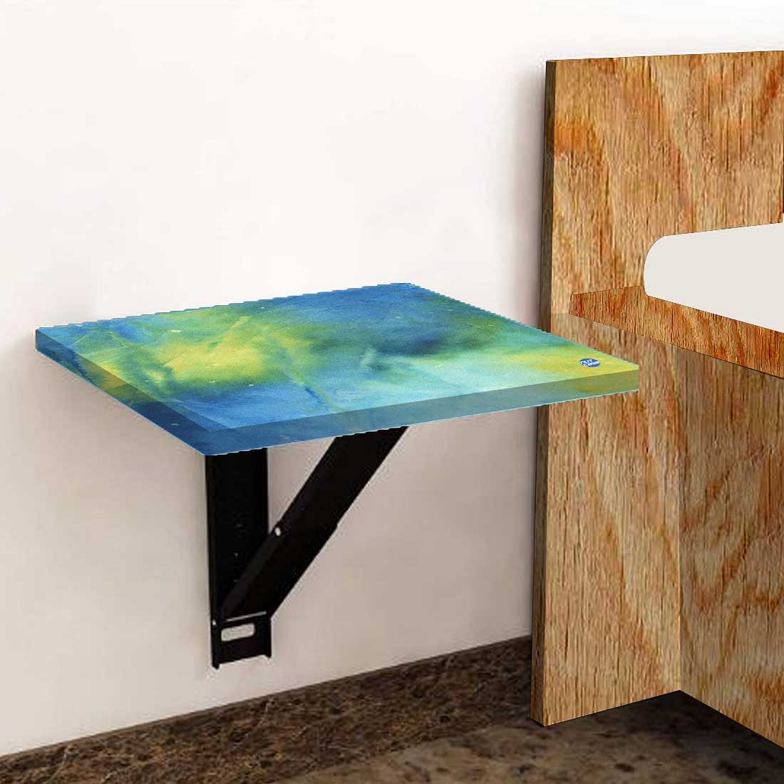 Small Bedside Table Floating - Arctic Space Dark Blue Green Watercolor