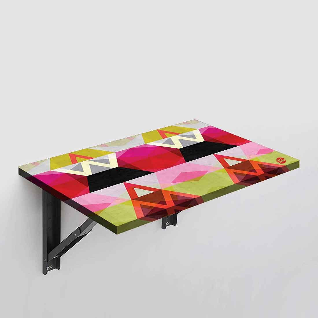 Wall Mount Study Table for Adults - Pink Geometric