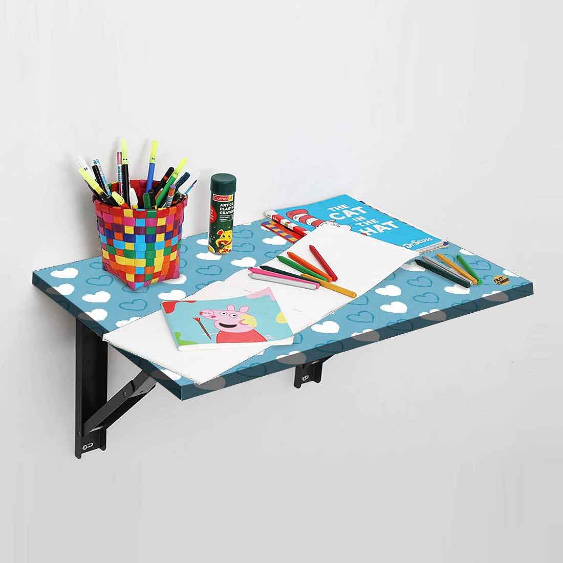 Study Table for Kids - Wall Mounted - Blue Hearts - Image 3