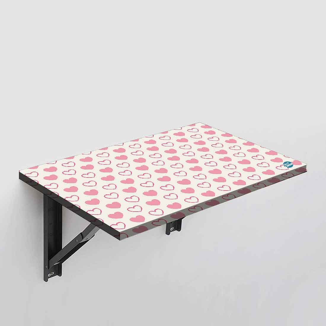Nutcase Pink Hearts Study Table - Wall Mounted