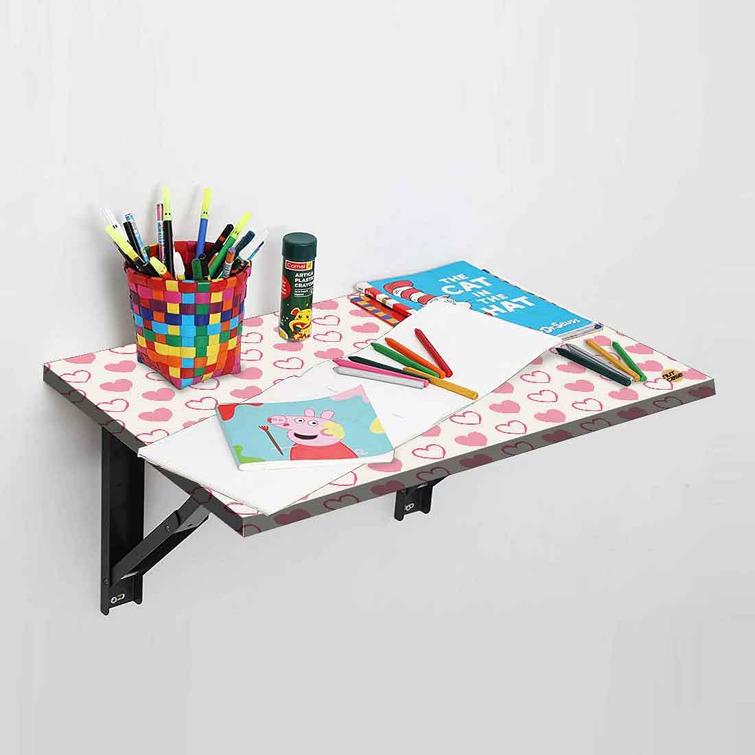 Nutcase Pink Hearts Study Table - Wall Mounted - Image 3