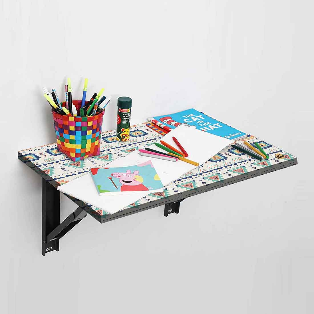 Wall Mounted Folding Study Table - Aztec Pastel - Image 3