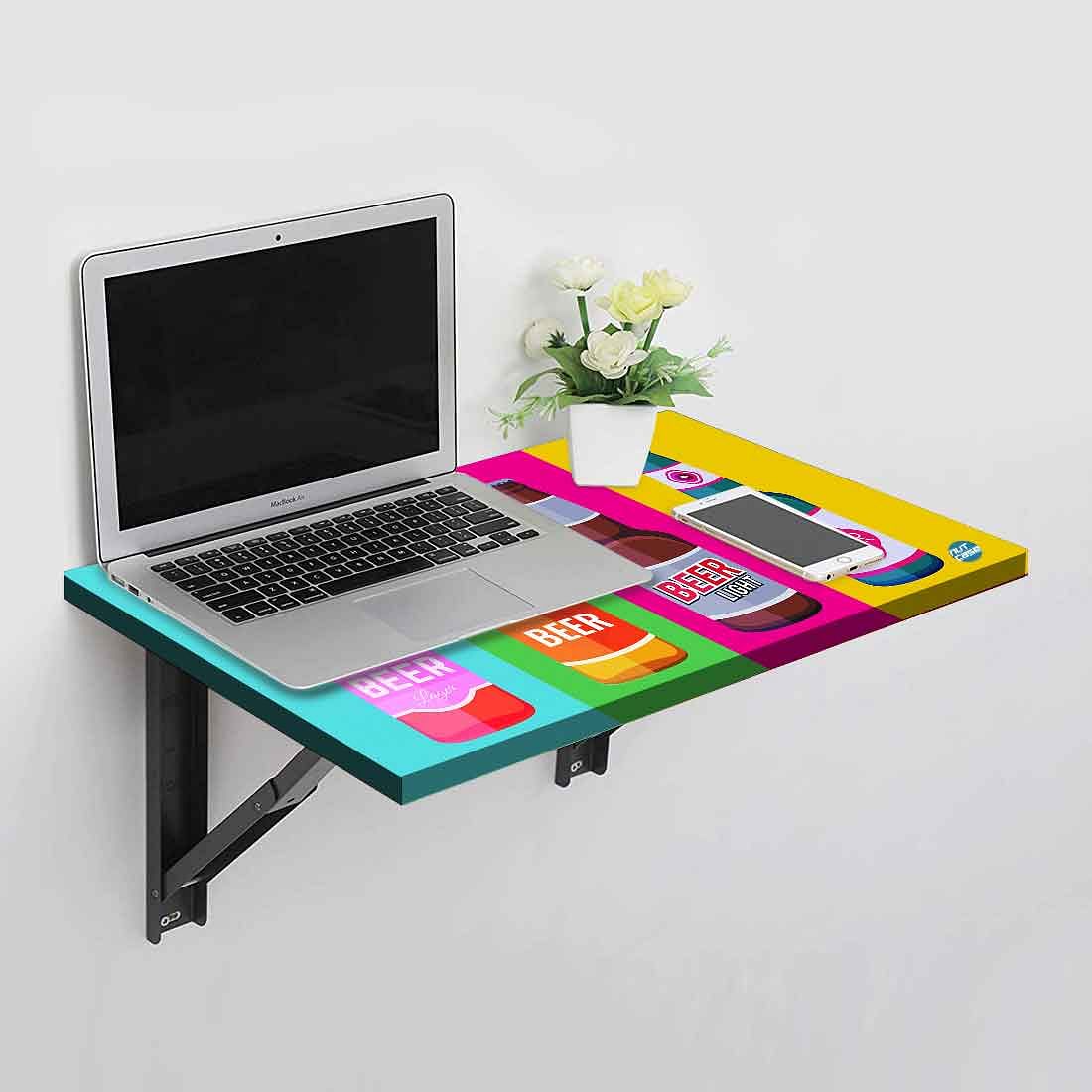 Wall Mounted Folding Study Table - - Beer - Image 2