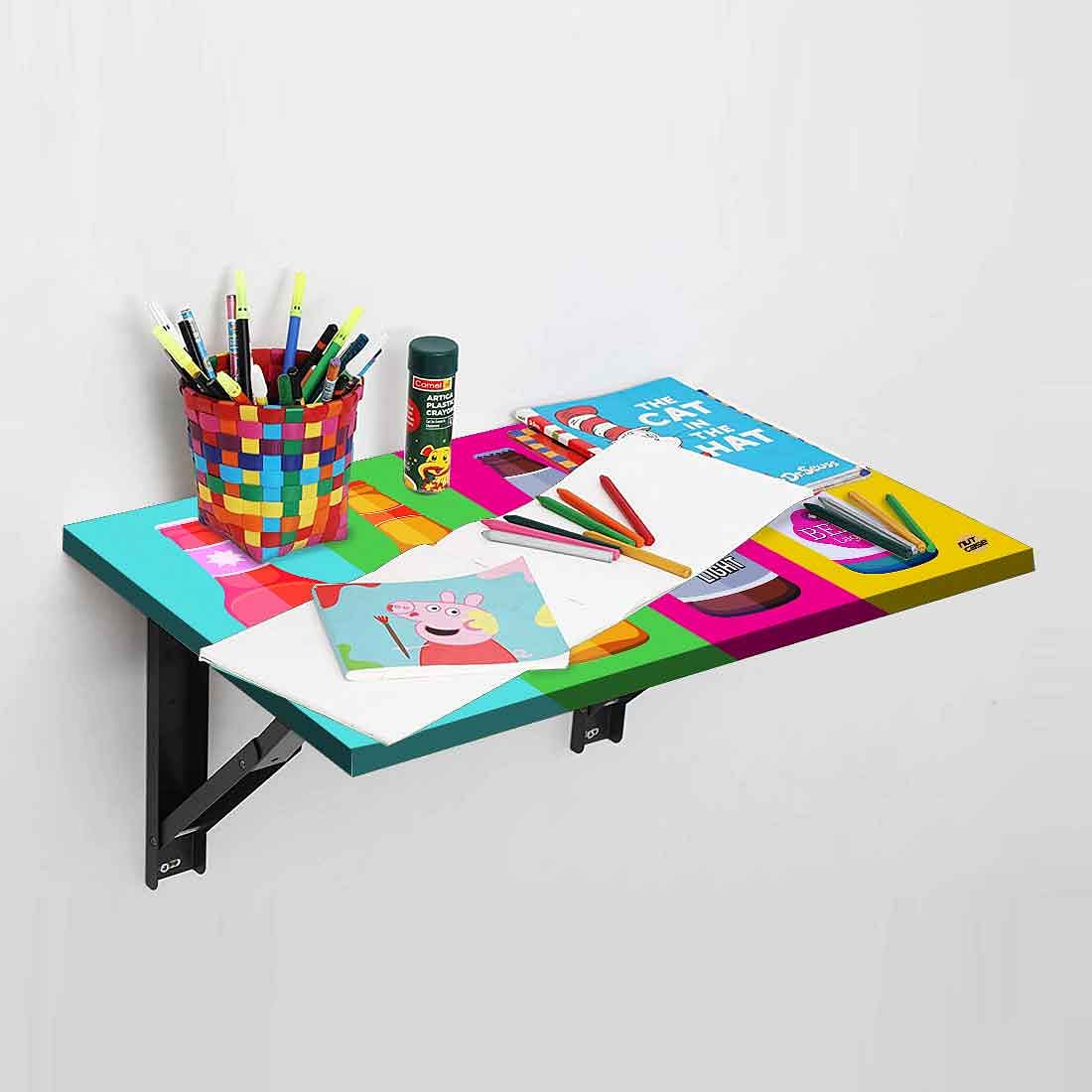 Wall Mounted Folding Study Table - - Beer - Image 3