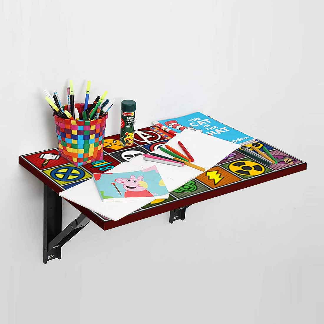 Wall Attached Study Table for Kids - Wall Mounted -  Grid - Image 3