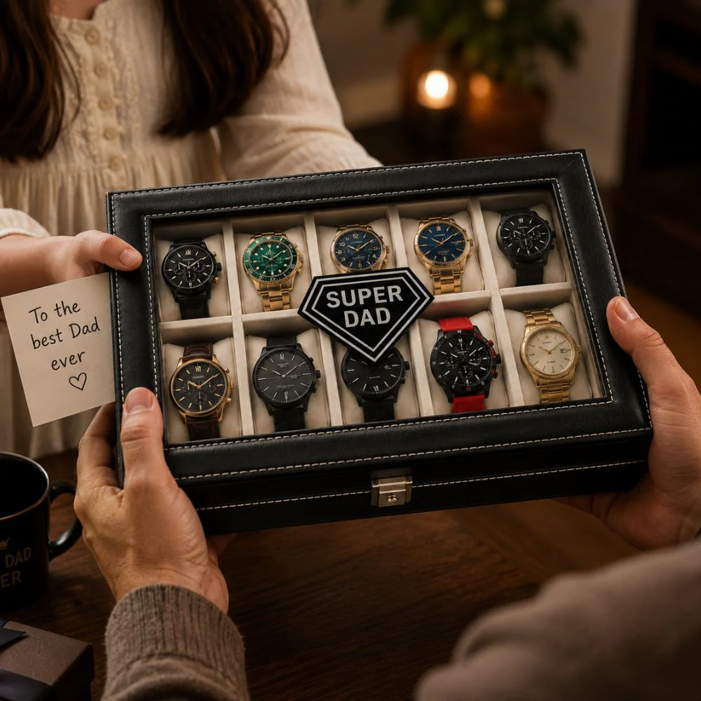Watch Box for 10 Watches | Unique Gift for Dad