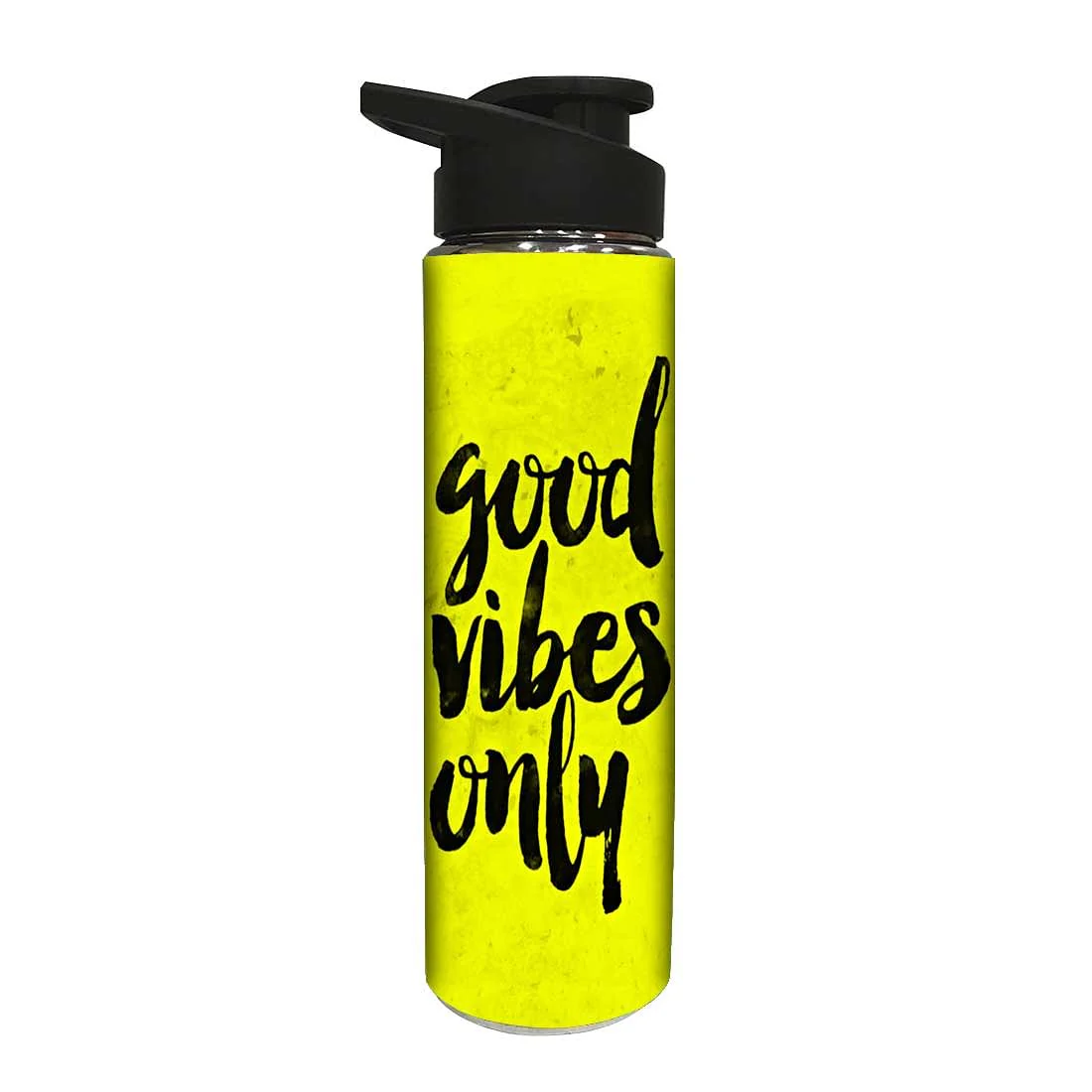 Yellow Stainless Steel Sipper Bottle Drink Water - Good Vibes Only - Image 2