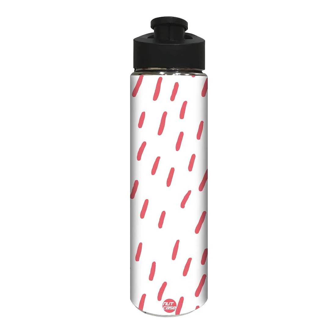 Designer Stainless Steel Water Bottle - Pink Lines with White Background