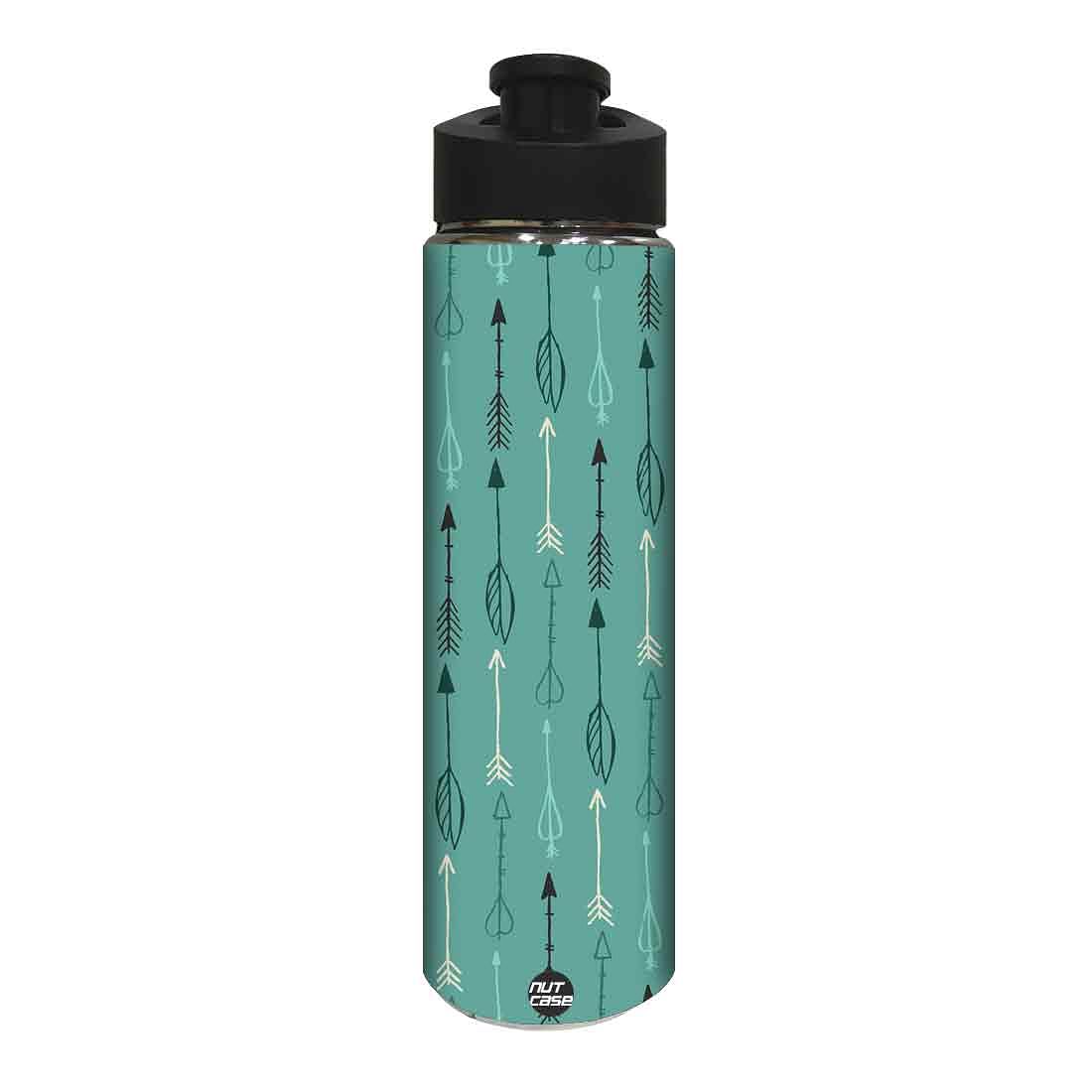 Designer Stainless Steel Sipper Bottle - Arrow with Green Background