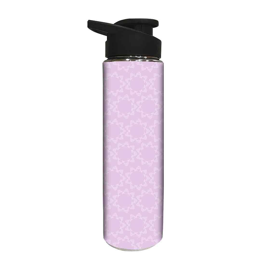 Designer Stainless Steel Water Bottle - Purple Floral Design - Image 2