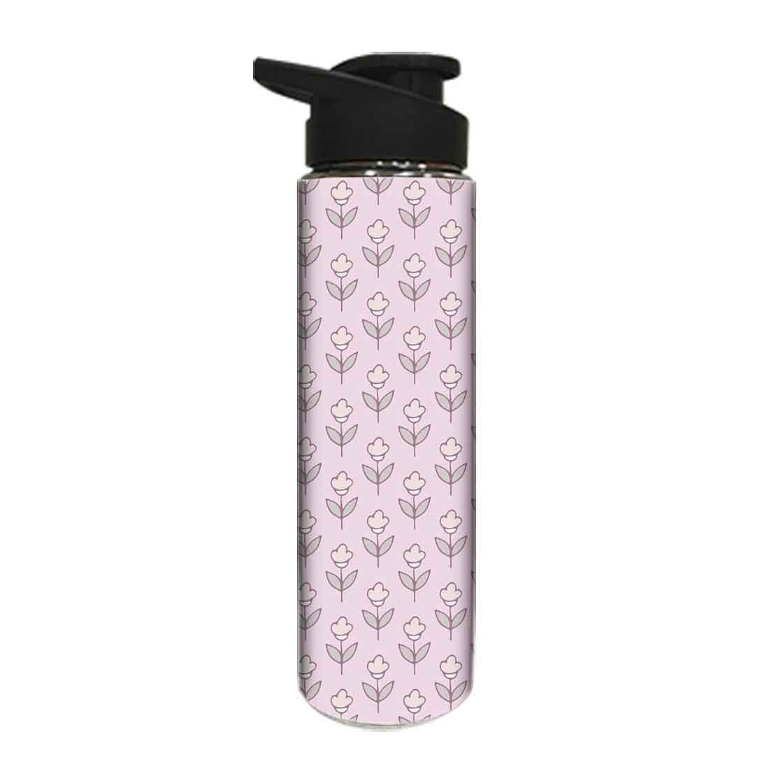 Designer Stainless Steel Sipper Bottle - Flower Pink Shade - Image 2