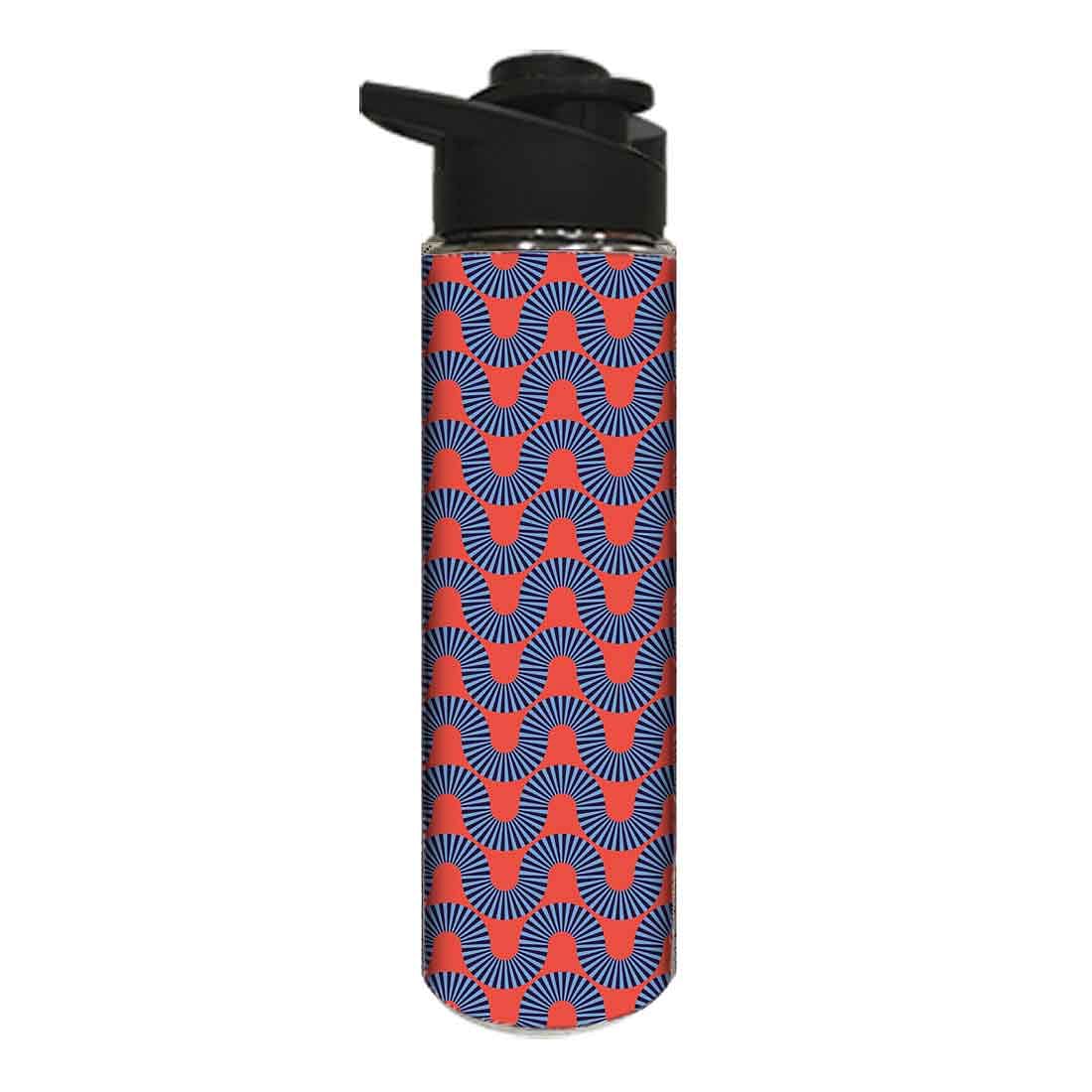 Designer Stainless Steel Water Bottle - Orange Retro Pattern - Image 2