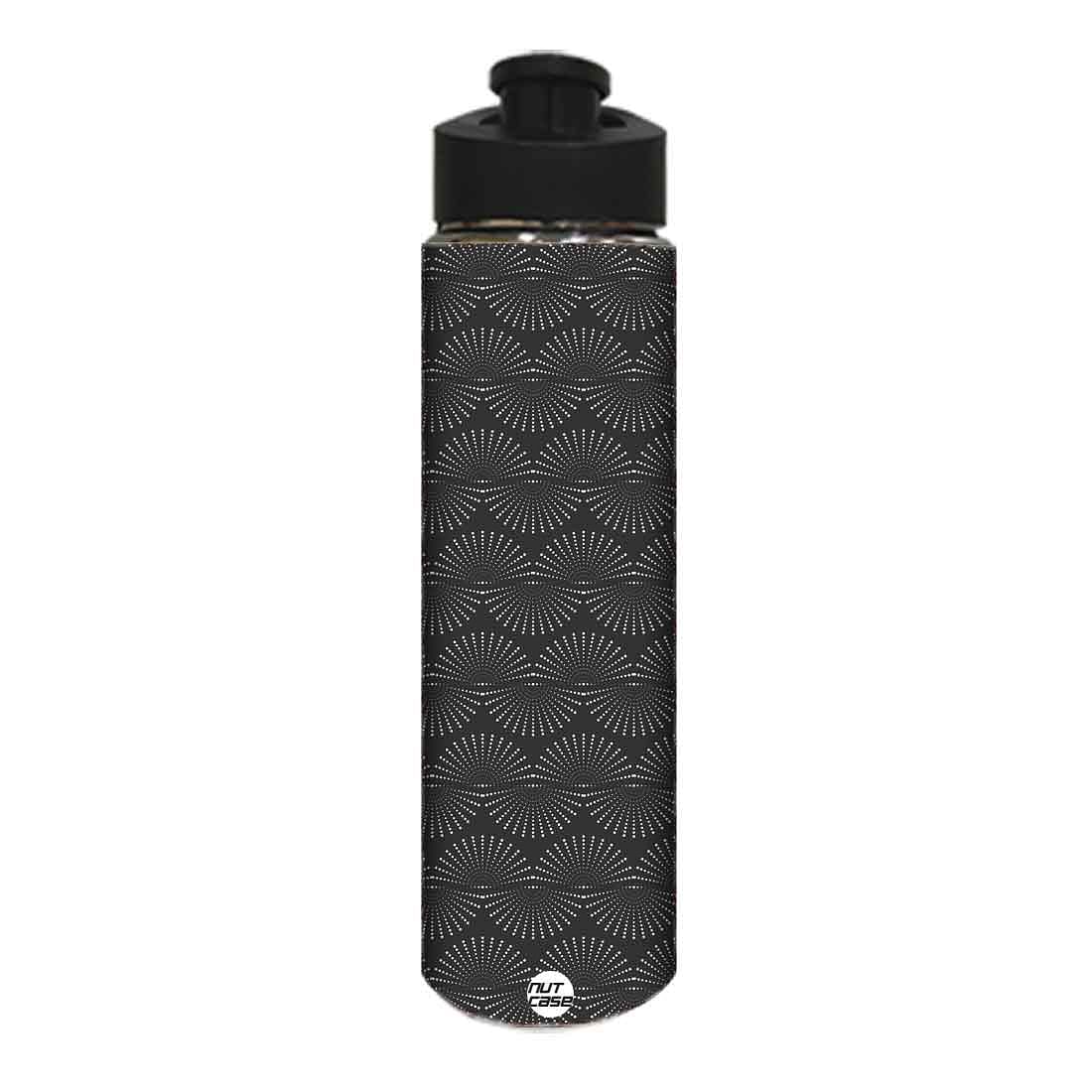 Water Bottle for Kids - Black and White Retro Pattern