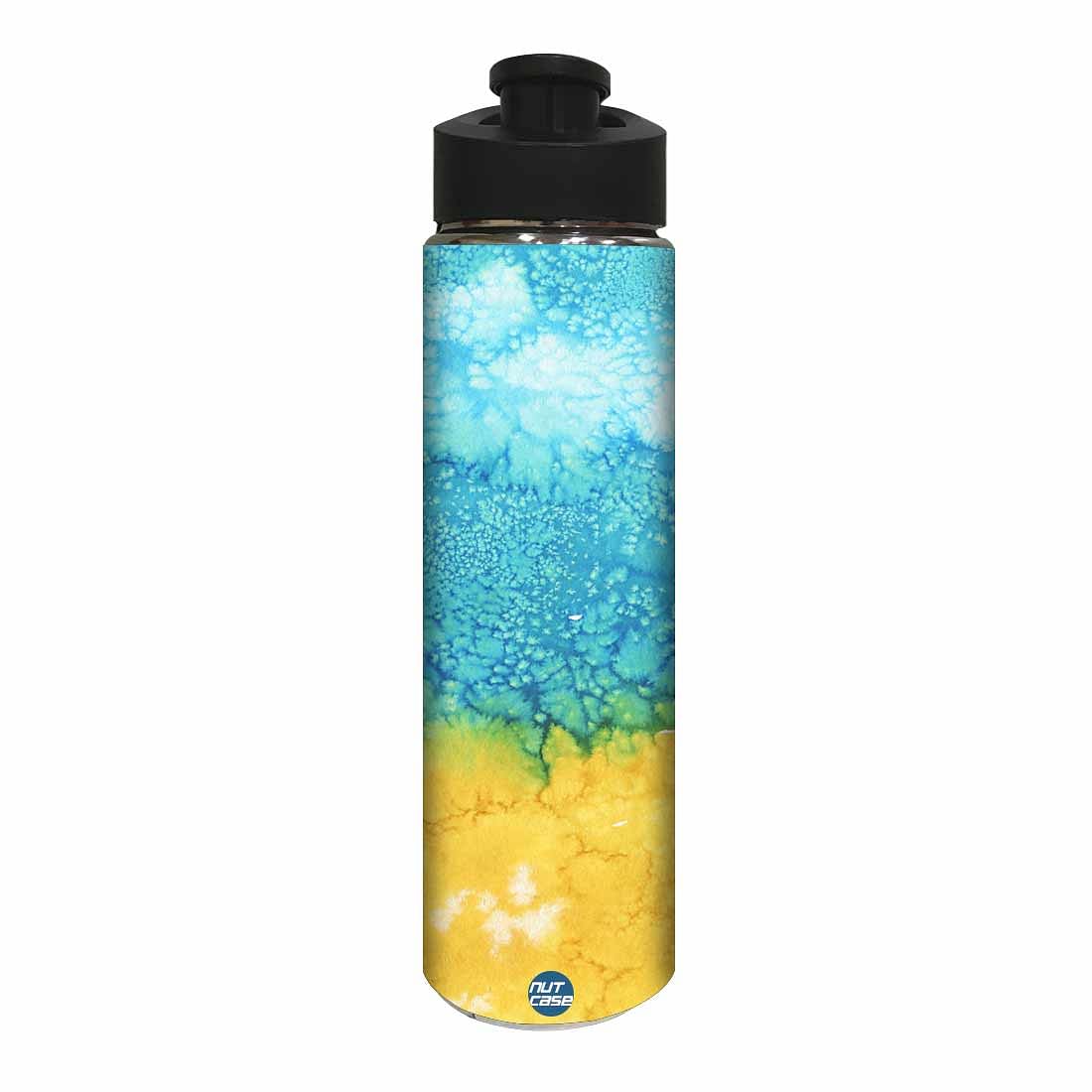 Stainless Steel Sipper Bottle - Arctic Space Yellow and Green Watercolor
