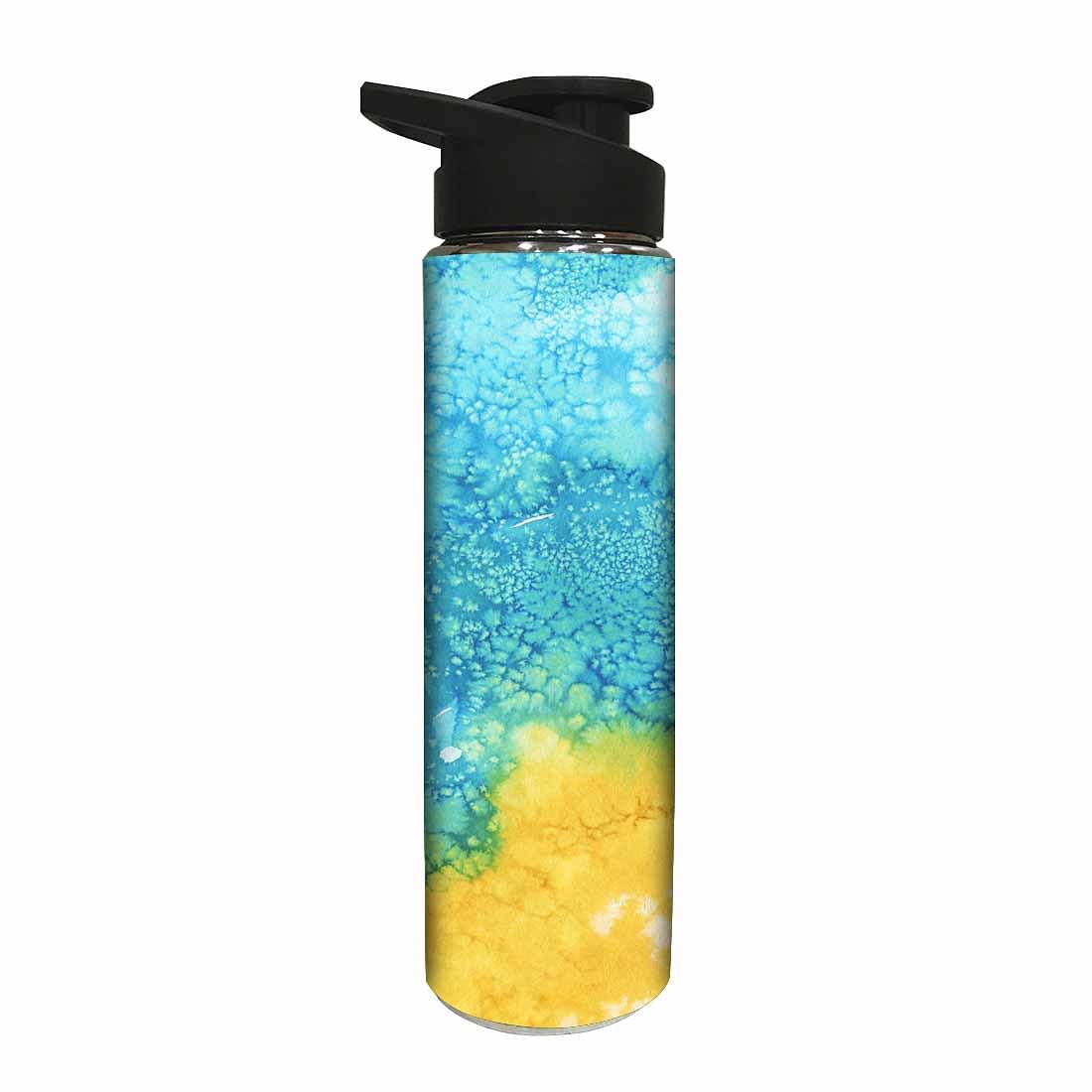 Stainless Steel Sipper Bottle - Arctic Space Yellow and Green Watercolor - Image 2