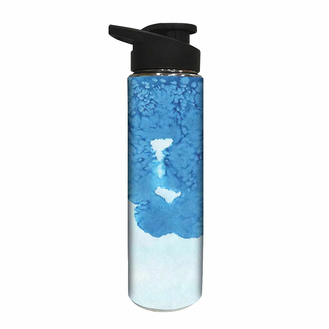Designer Stainless Steel Water Bottle - Arctic Blue Space Watercolor - Image 2