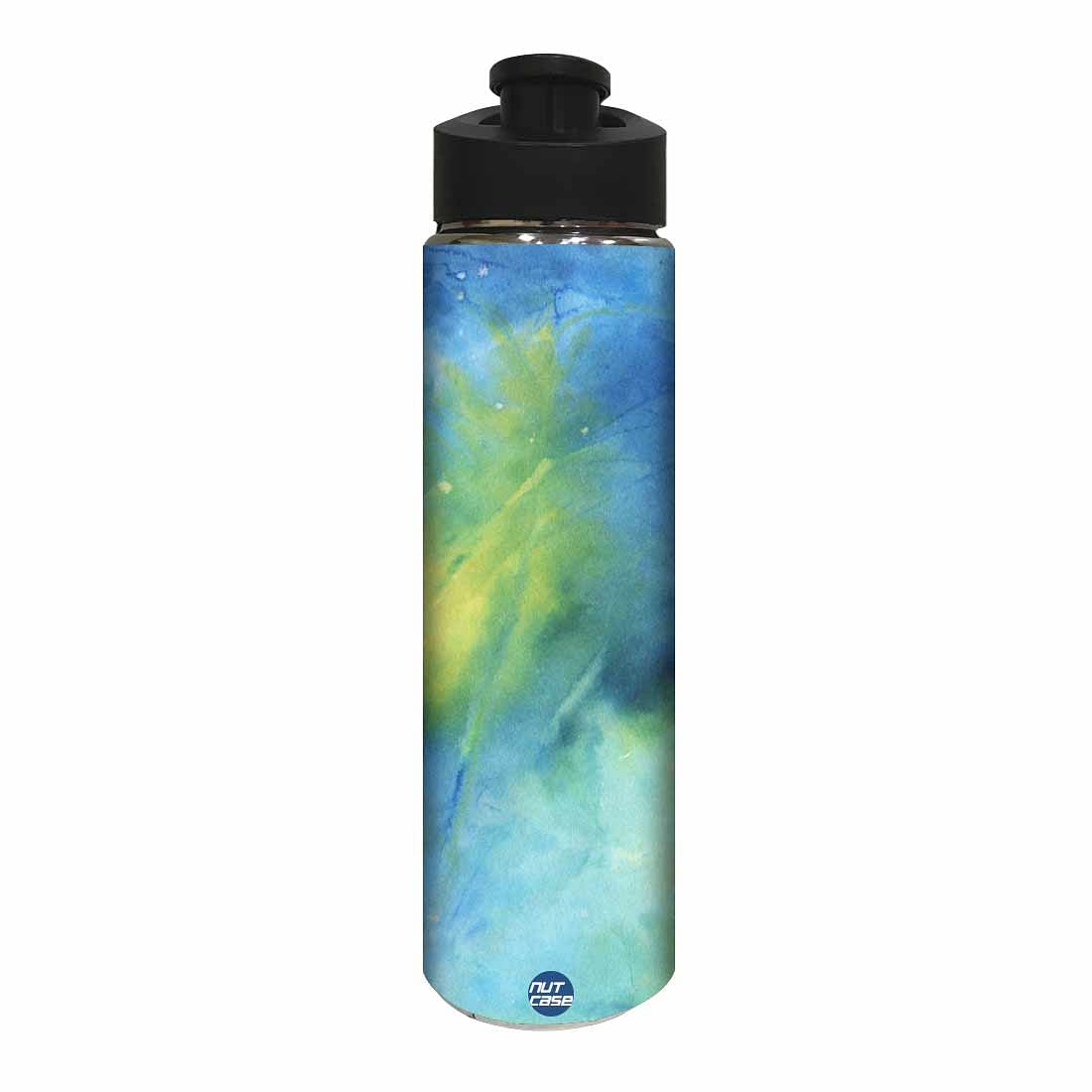 Stainless Steel Sipper Bottle - Arctic Space Dark Blue and Green Watercolor