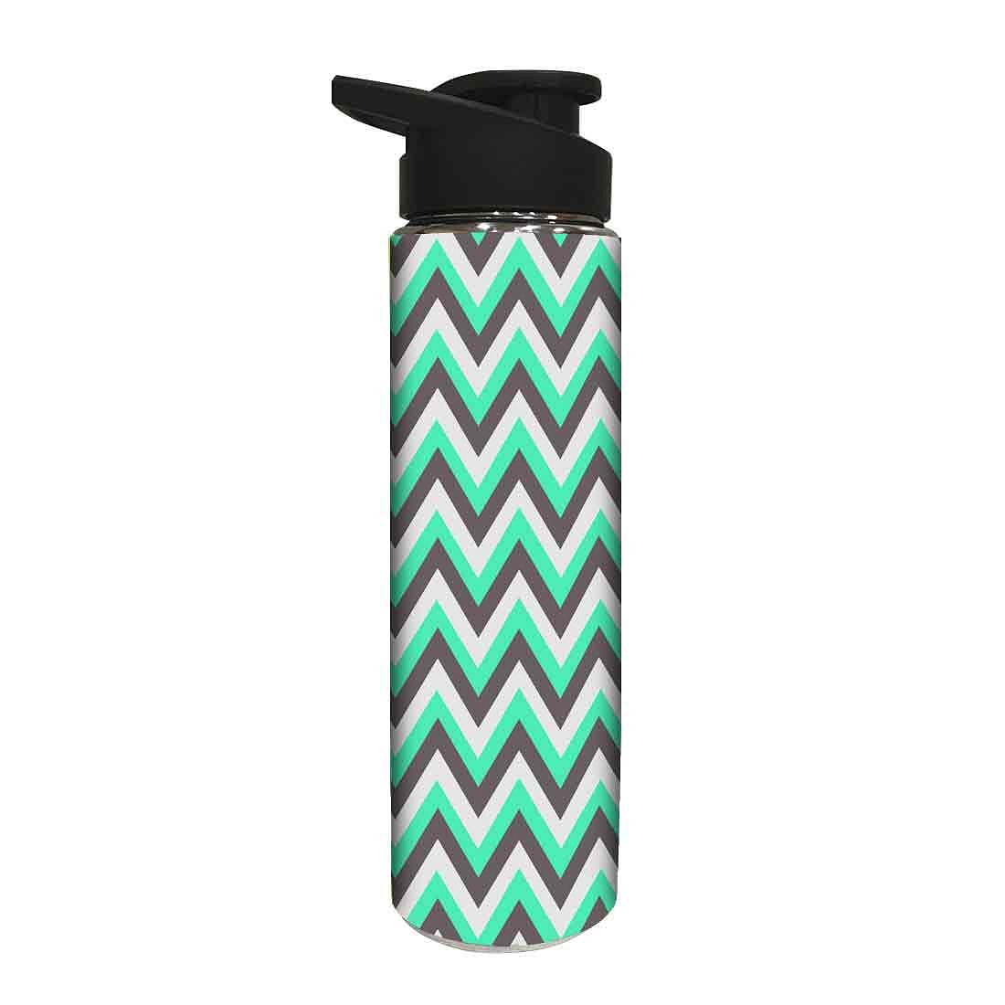 Designer Stainless Steel Sipper Bottle - Green and White Strips - Image 2