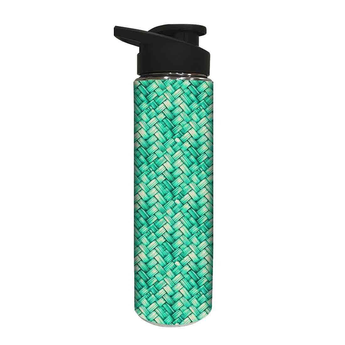 Designer Stainless Steel Water Bottle - Green Strips - Image 2