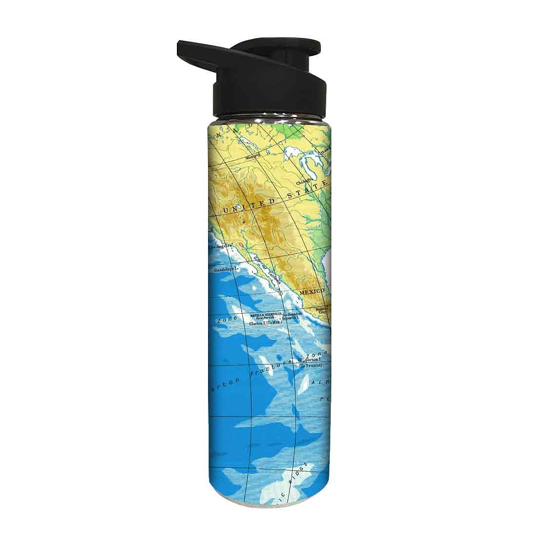 Designer Stainless Steel Running Water Bottle - World Map - Image 2