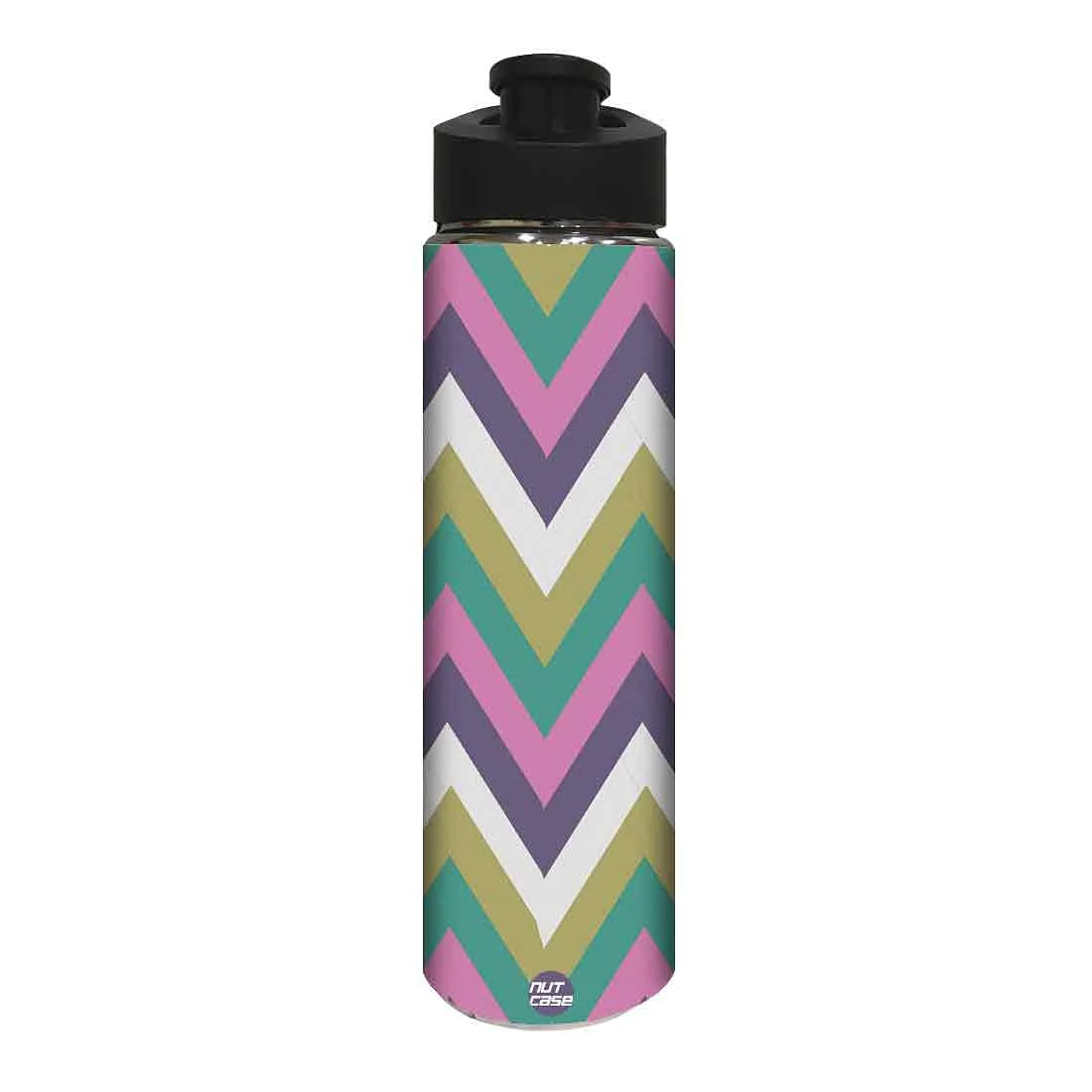 Designer Stainless Steel Sipper Bottle - Purple and Green Strips