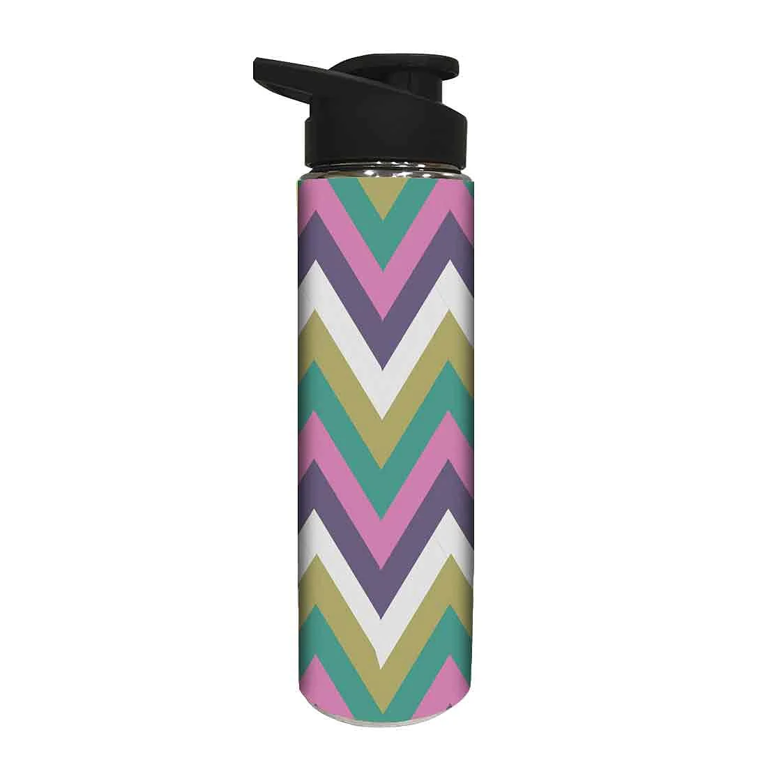 Designer Stainless Steel Sipper Bottle - Purple and Green Strips - Image 2