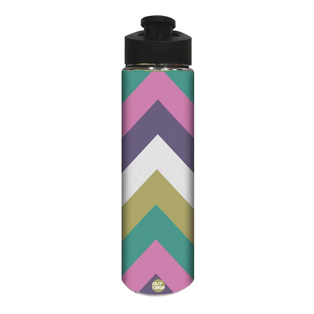 Water Bottle for Kids - Bold Purple and Green Strips