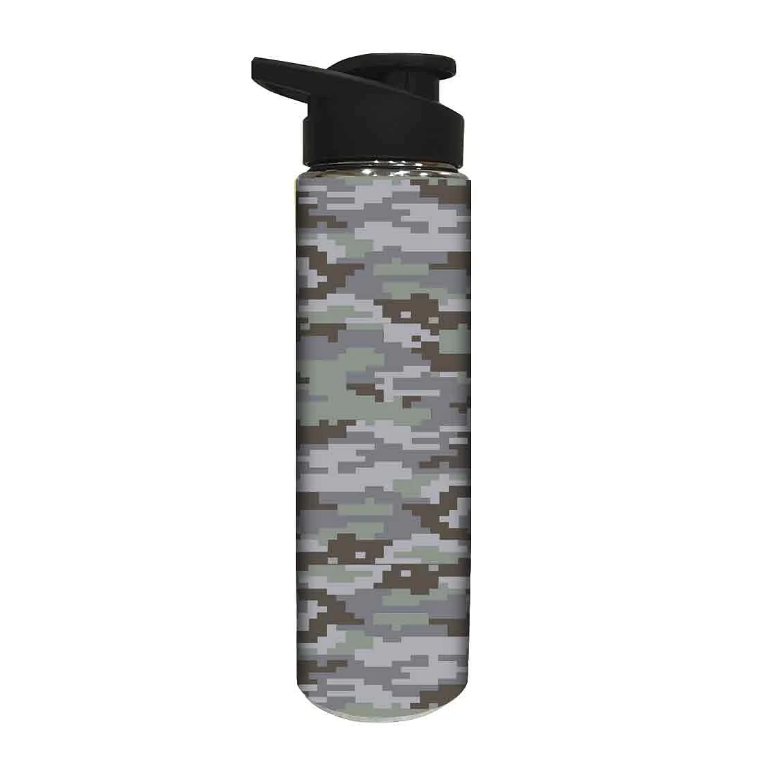 Designer Stainless Steel Water Bottle - Grey Army Pattern - Image 2