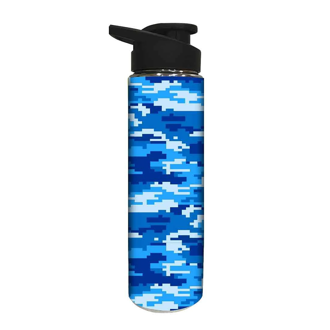 Designer Stainless Steel Sipper Bottle - Blue Army Design - Image 2